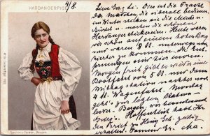 Norway Bergen Woman in Traditional Clothes Vintage Postcard C208