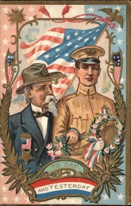 Civil War and WWII Soldiers American Military Veterans Memorial Day Postcard