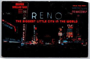 Virginia Street Arch Night View Reno Nevada NV UNP Chrome Postcard E14
