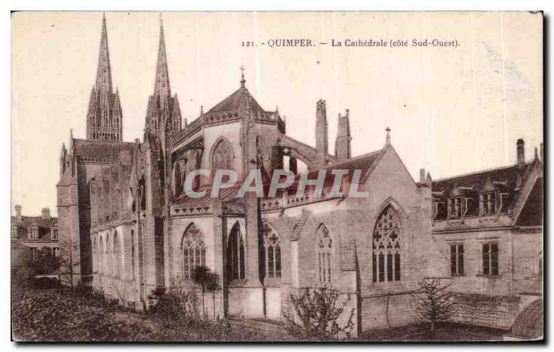 Old Postcard The Cathedral Quimper (South West Coast)