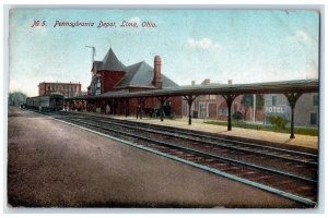 1909 Railroad, Train, No. 5 Pennsylvania Depot, Lima Ohio OH Posted Postcard