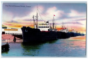 c1960 Shipyard Dock Pier Port Corpus Christi Texas TX Steamer Vintage Postcard 