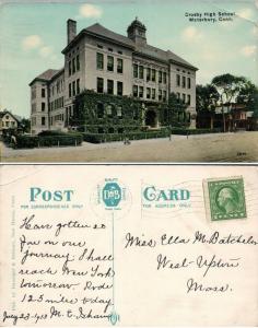 CROSBY HIGH SCHOOL WATERBURY CT ANTIQUE POSTCARD