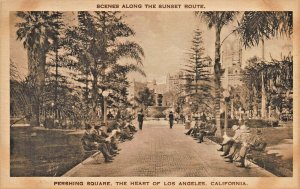 LOS ANGELES CA~PERSHING SQUARE IN THE HEART OF THE CITY~ALBERTYPE PHOTO POSTCARD