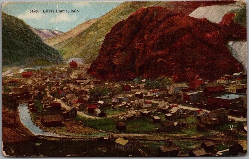 Vintage SILVER PLUME, Colorado Postcard Bird'sEye Town View / 1911