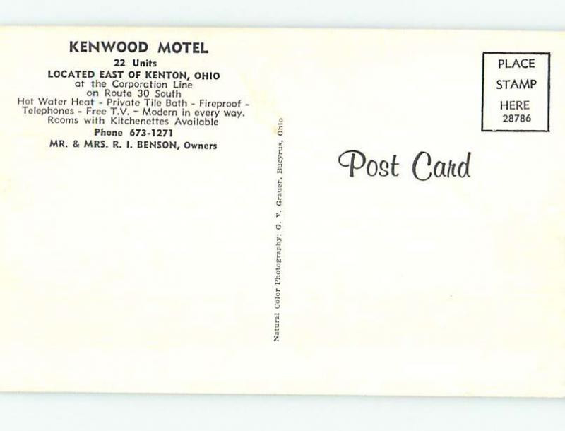 Unused Pre-1980 MOTEL SCENE Kenton Ohio OH HJ8872