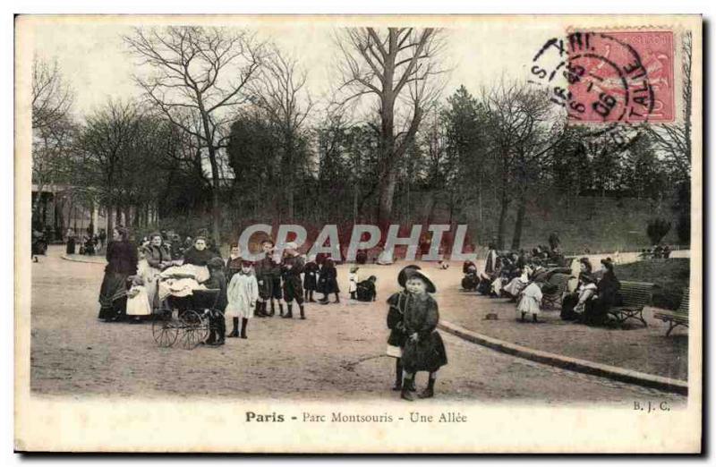 Paris (14) - A Montsouris- Park Allee-Old Child --Carte Postale