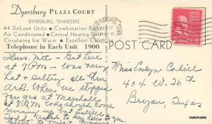 1954 Dyersburg Plaza Court Roadside Tennessee Toofine linen postcard 7259 