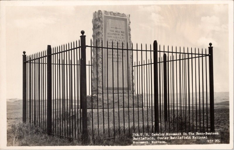 7th US Cavalry Monument on the Reno-Benteen Battlefield Postcard PC409