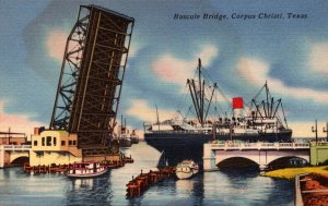 Texas Corpus Christi Steamer Passing Under Bascule Bridge