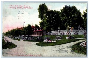 1911 Whitefish Bay Resort Looking South Milwaukee Wisconsin WI Vintage Postcard