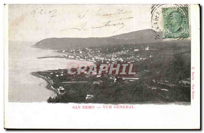 Old Postcard Italy Italia SAn Remo General View