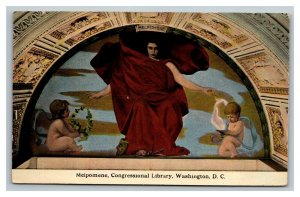 Vintage 1914 Postcard Melpomene Painting in Library of Congress Washington DC