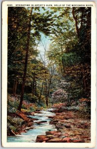 Springtime Artists Glen Dells Of The Wisconsin River WI Creek Stream Postcard