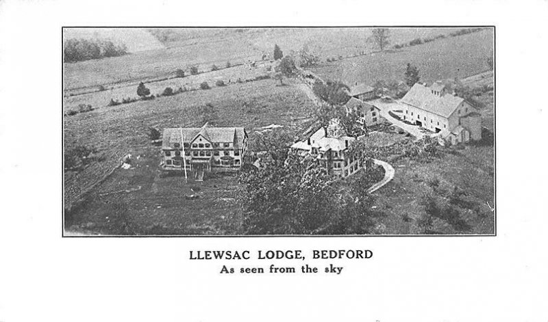 Bedford MA LLewsac Lodge As Seen from the Sky Aerial View Postcard