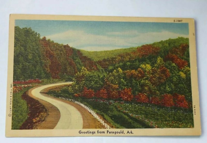 Vintage Postcard Greetings From Paragold Arkansas Linen Unposted