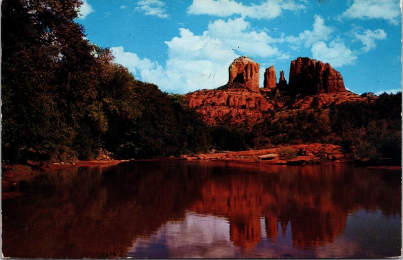 Sedona AZ Shallow Water Crossing Oak Creek Canyon Postcard used 1958