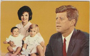 1960's/70's John F Kennedy and Family Chrome Postcard