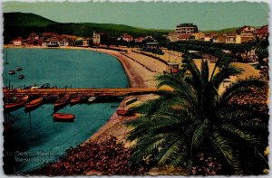 Sainte Maxime Vue la Plage France Palm Pier Boardwalk Postcard