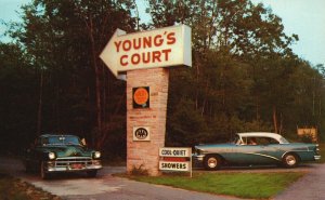 Vintage Postcard Young's Tourist Court Fall River to New Bedford Massachusetts