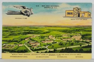 SC BOB JONES UNIVERSITY Greenville UNUSUAL FILMS and RADIO WMUU Postcard Q12