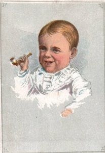 Rare BABY MAN SMOKING TOBACCO PIPE Victorian Trade Card c.1880s Advertising