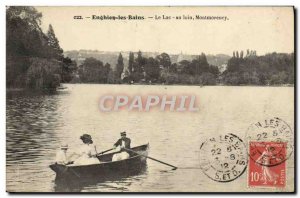 Old Postcard Enghien les Bains Lake in Montmorency Far Boat