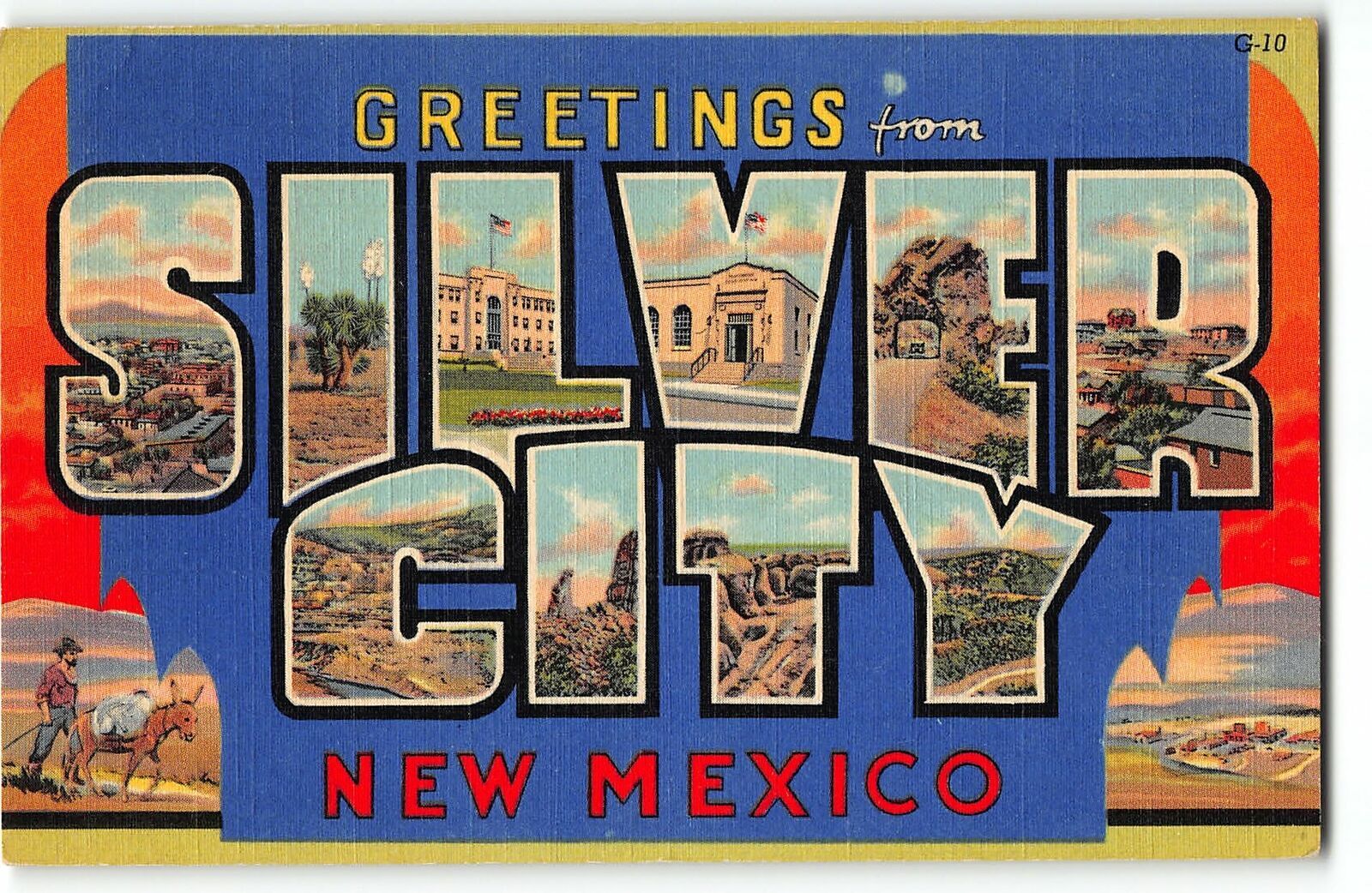 SILVER CITY, NEW MEXICO Large Letter Linen Postcard Curteich Mining