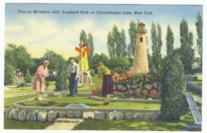 Canandaigua Lake NY Miniature Golf Light House Linen Postcard