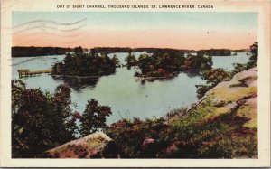 Canada Out O' Sight Channel Thousand Islands St Lawrence River Postcard C144