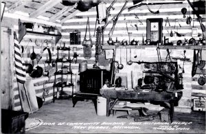 RPPC Interior Community Bldg Swiss Historical Village New Glarus WI Postcard V68