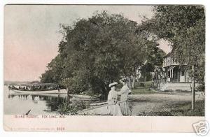 Island Resort Launches Fox Lake Wisconsin 1910 postcard