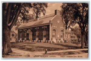 c1910 Mason Memorial Library Great Barrington Massachusetts MA Postcard