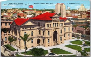 San Diego California, The Court House, Medico-Dental, Hotel, Vintage Postcard