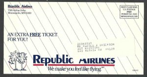 DATED 1985 COVER MINNEAPOLIS MN REPUBLIC AIRLINES HAS DEAL FOR FREQUENT FLIERS