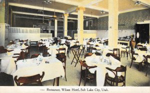Restaurant Interior, Wilson Hotel, Salt Lake City, Utah c1910s Antique Postcard