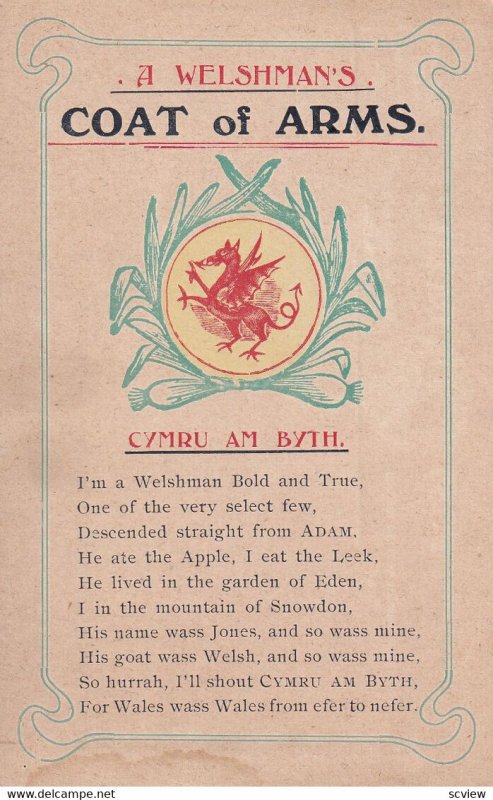 WALES, 1900-1910's; A Welshman's Coat Of Arms, Cymru Am Byth
