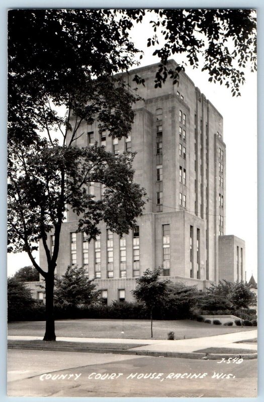 Racine Wisconsin WI Postcard RPPC Photo Country Court House c1940's Vintage