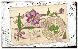 Flowers - Flowers - didn & # 39oubliez not - lace edges Old Postcard CARD emb...