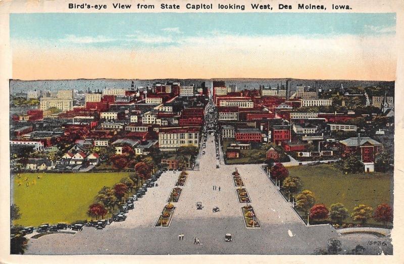 Des Moines Iowa Birds Eye Panorama From Capitol Steps West Homes