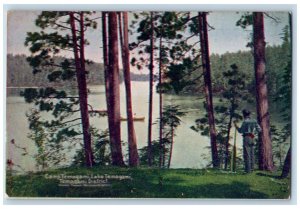 1905 Camp Temagami Lake Temagami District Trees Canada Vintage Antique Postcard 