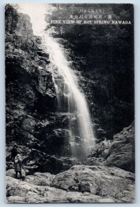 Japan Postcard Waterfalls View Hot Spring Kawaga c1940's Vintage Unposted