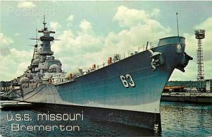 Military, USS Missouri Bremerton, (BB-63), Curteichp No. P70274