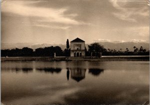 VINTAGE CONTINENTAL SIZE POSTCARD WATER SCENE AT MARRAKECH MOROCCO MAILED 1950s