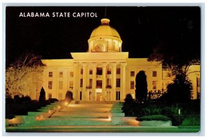 c1950 Alabama State Capitol Building Light At Night Clock Montgomery AL Postcard