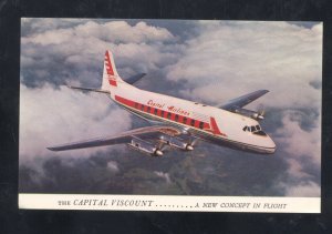 CAPITAL AIRLINES VISCOUNT JET LINER AIRPLANE VINTAGE ADVERTISING POSTCARD