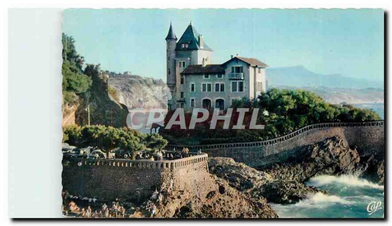 Old postcard Biarritz Villa Belza In the background the Pyrenees Rhune