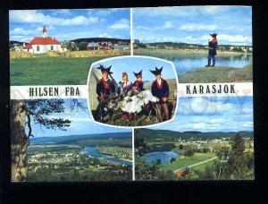 210089 NORWAY Greetings from Karasjok old postcard
