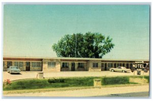 c1960 Sandstone Unites Webster Motel Exterior Building Angola Indiana Postcard