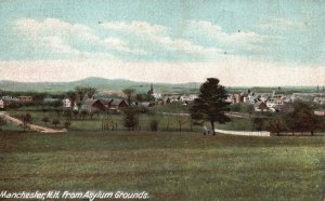 Vintage Postcard 1900's Green Field Nature From Asylum Grounds Manchester N. H.